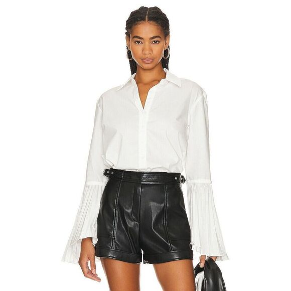 New $295 Jonathan Simkhai Jordy Shirt Blouse in White Size Medium - Picture 3 of 8